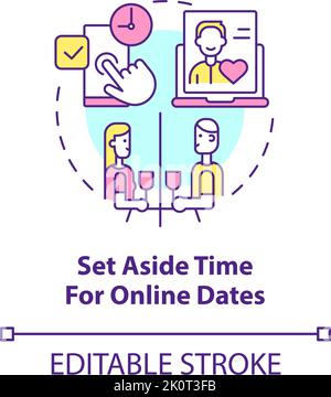 Set aside time for online dates concept icon Stock Vector