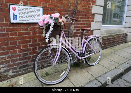 Colourful cycle outside the Guildhall, Winchester City, Hampshire County; England; Britain, UK Stock Photo