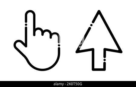 Pointer cursor computer mouse icon. Clicking cursor, pointing hand clicks icons. Click cursor. Vector stock illustration Stock Vector