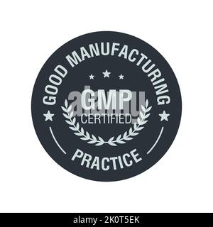 GMP. Good Manufacturing Practice certified round stamp on white background. Vector illustration Stock Vector