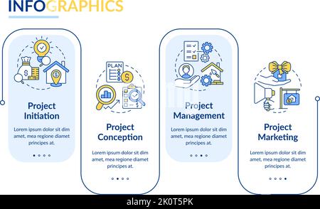 Developing real estate projects rectangle infographic template Stock Vector