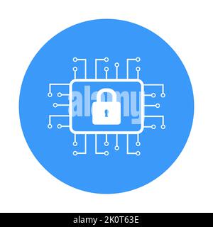Cyber security technology concept. Shield with keyhole icon on circuit board. Vector illustration Stock Vector