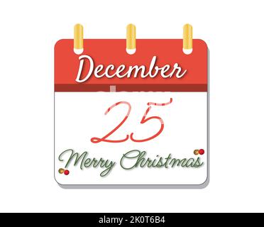 Merry Christmas calendar icon. Concept of celebration and new year. Stock Vector