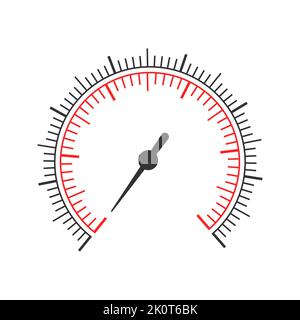 Round measuring scale with two charts and arrow. Graphic template of pressure meter, barometer, speedometer, volume level, navigation gauge tool isolated on white background. Vector flat illustration Stock Vector