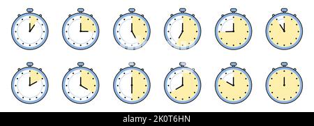 Timer, clock, stopwatch isolated set icons. Label cooking time. Vector stock illustration Stock Vector