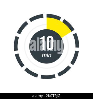 10 minutes timer. Stopwatch symbol in flat style. 10 min. Vector illustration Stock Vector