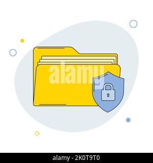 Locked or encrypted document file folder flat vector icon for apps and websites. Privacy, security idea. Vector illustration Stock Vector