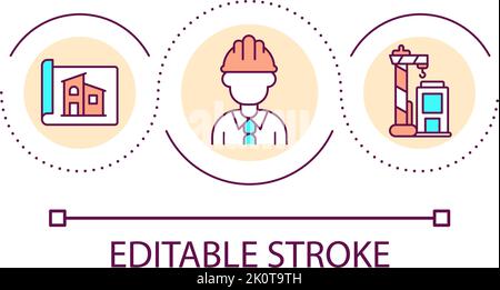 Construction site engineer loop concept icon Stock Vector