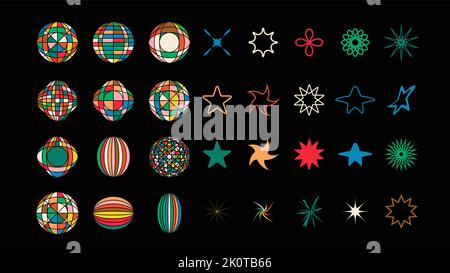 Brutalism shapes for swiss minimal style design. Trendy Y2k geometric shapes. Stock Vector