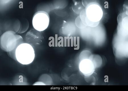 Blurred lights, gray, deep blue background. Abstract bokeh with soft light Stock Photo