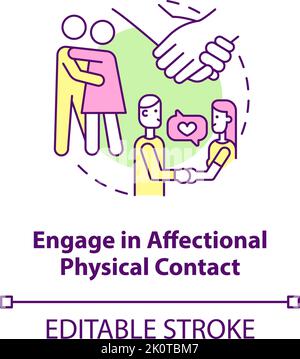 Engage in affectional physical contact concept icon Stock Vector