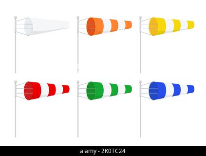 Windsock wind speed indicators icon set vector illustration. Stock Vector