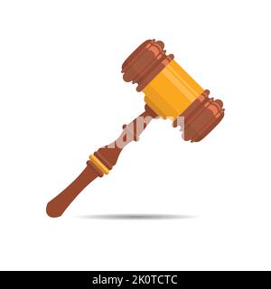 Lawyer hammer with solid and flat color design. Stock Vector