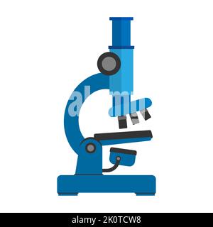 flat design microscope isolated on white background, vector illustration Stock Vector