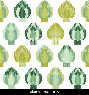 Green Artichokes Organic Veggies Seamless Pattern Stock Vector