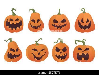 set of vector orange halloween pumpkins Illustration Stock Vector