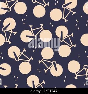 Cute vector seamless pattern with bikes. Ideal for design, wallpaper, packaging, textile, scrapbooking. Stock Vector