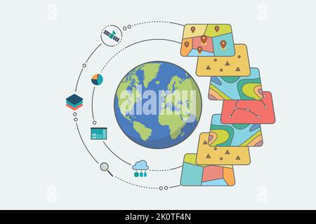 Vector Illustration of GIS Spatial Data Layers Concept for Business ...
