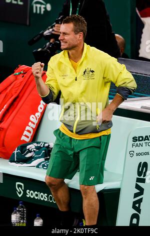 Hamburg, Germany, 13th Sep, 2022. Lleyton Hewitt is in action during the group stage match between Belgium and Australia at the 2022 Davis Cup finals in Hamburg, Germany. Photo credit: Frank Molter/Alamy Live news Stock Photo
