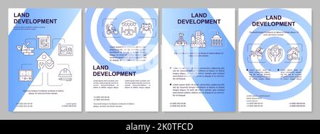 Land development process blue gradient brochure template Stock Vector