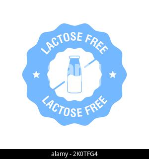 Lactose free logo icon. Vector contains no lactose label for healthy dairy food product package. Vector illustration Stock Vector