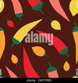 Colorful Textured Red Peppers Eco Veggies Pattern Stock Vector