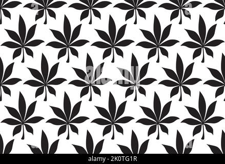 Cannabis cartoon illustration. Hemp pattern seamless vector illustration. Marijuana background Stock Vector