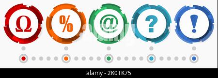 Web symbols vector icons, flat design web button set, colorful infographic template Stock Vector