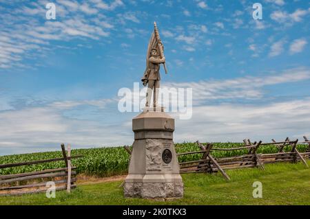 132nd Pennsylvania Volunteer Infantry Regiment Monument, Antietam National Battlefield, Maryland USA, Sharpsburg, Maryland Stock Photo