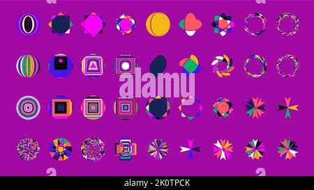 Abstract vector shapes collection of bold graphics elements and simple forms. Stock Vector