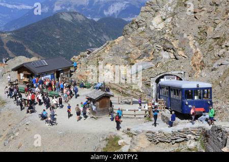 Tramway du Mont-Blanc. TMB. Nid d'Aigle. Saint-Gervais-les-Bains. Haute-Savoie. Auvergne-Rhône-Alpes. France. Europe. Stock Photo