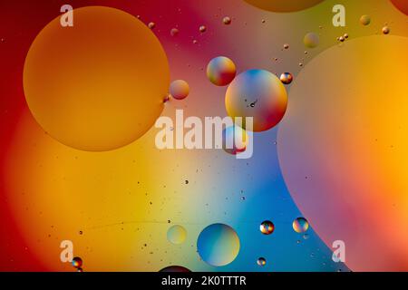 Multicolored Macro Oil Bubbles Abstract Liquid Background Stock Photo