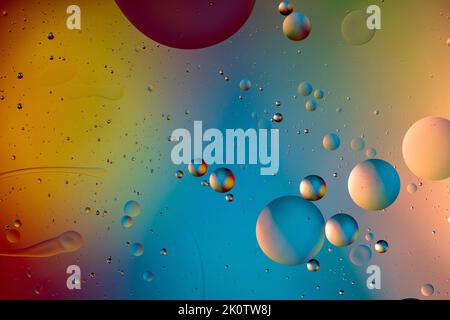 Multicolored Macro Oil Bubbles Abstract Liquid Background Stock Photo