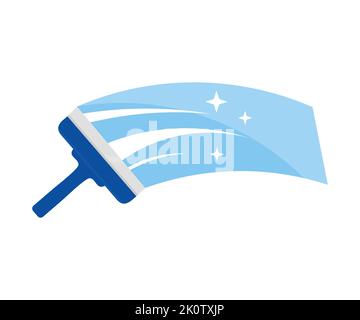 Сleaning window with squeegee and wiper logo design. Rubber squeegee cleans a soaped window and clears. Сoncept for tranparency or spring cleaning, Stock Vector