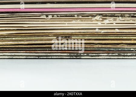 Various old vintage vinyl records collection. Stock Photo