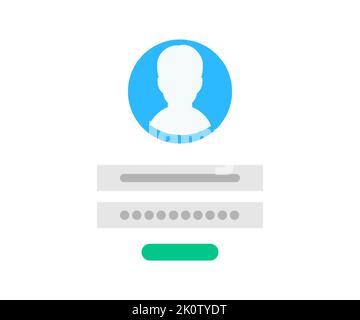 Application Showing Authorization Screen asking to Enter Password Log In Button Activates logo design. Login and password form page, vector design. Stock Vector