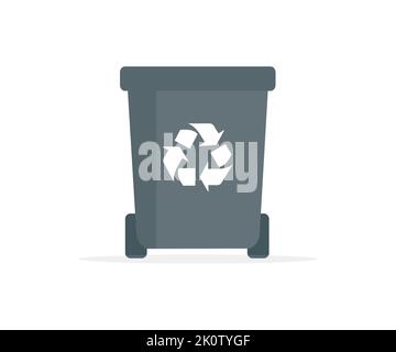 Black garbage bin, Trash, rubbish dumpster logo design. Plastic, metal dustbinvector. Wheelie trash bin design and illustration. Stock Vector