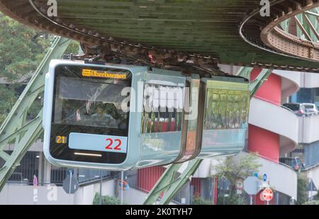 Wuppertal september2022: The Wuppertal suspension railway is a public transport system in Wuppertal that opened on March 1, 1901 Stock Photo