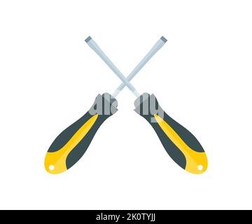 Crossed screwdrivers, Repair tools, setting logo design. Cruciform for repair and construction. Joinery and construction work vector design. Stock Vector