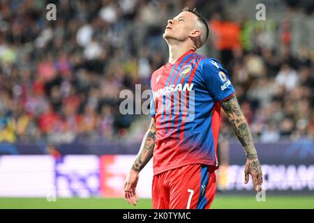 Pilsen, Czech Republic. 13th Sep, 2022. Jan Sykora of Viktoria Plzen in action during the Viktoria Plzen vs Inter Milan, 2nd round of group C of football Champions' League match in Pilsen, Czech Republic, September 13, 2022. Credit: Michal Kamaryt/CTK Photo/Alamy Live News Stock Photo