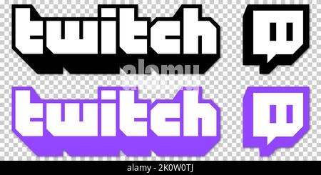 Vinnytsia, Ukraine - December 6, 2021: Twitch vector icon. Brand logo in black and purple colors. Editorial vector illustration isolated on transparen Stock Vector