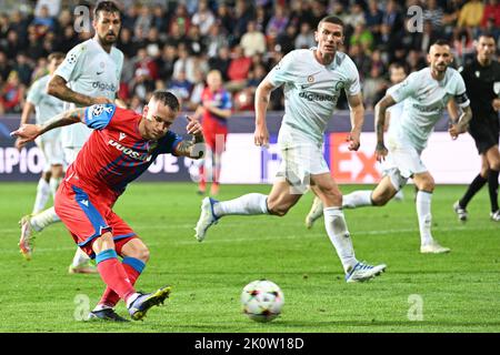 Pilsen, Czech Republic. 13th Sep, 2022. Jan Sykora of Viktoria Plzen in action during the Viktoria Plzen vs Inter Milan, 2nd round of group C of football Champions' League match in Pilsen, Czech Republic, September 13, 2022. Credit: Michal Kamaryt/CTK Photo/Alamy Live News Stock Photo