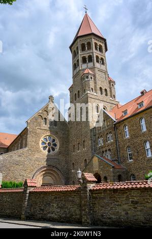 The Benedictine Abbey of St. Maurice and St. Maurus of Clervaux. Clervaux, Luxembourg. Stock Photo