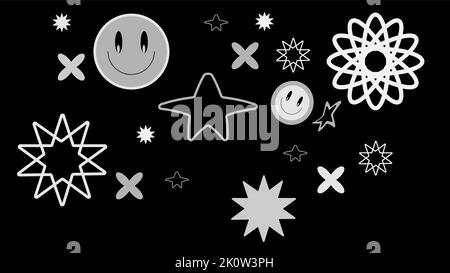 Retro cartoon girl character in Y2K style. Elements for 90s design. Stock Vector