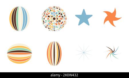 Geometric brutalist star bold elements. New modern abstract shapes swiss style. Stock Vector