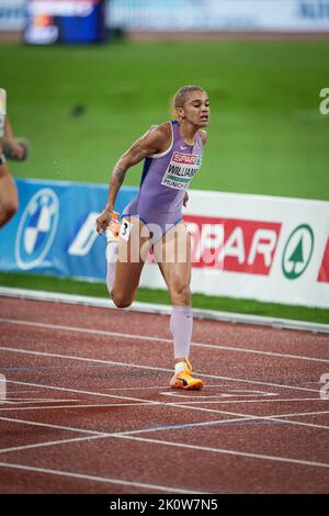 Jodie Alicia Williams participating in the 200 meters  of the European Athletics Championships in Munich 2022. Stock Photo