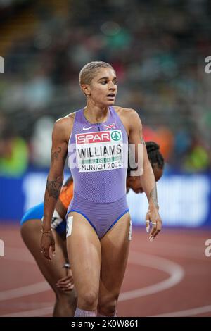 Jodie Alicia Williams participating in the 200 meters  of the European Athletics Championships in Munich 2022. Stock Photo