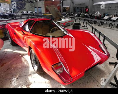 The Motor Museum in Riga,the largest museum of vehicles in the Baltic countries,are exhibited,cars,motorcycles that tell the story of cars and engines Stock Photo