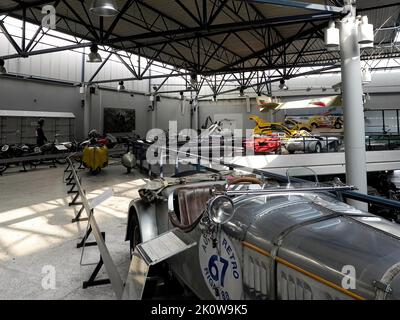 The Motor Museum in Riga,the largest museum of vehicles in the Baltic countries,are exhibited,cars,motorcycles that tell the story of cars and engines Stock Photo