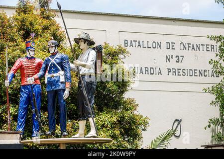 Bogota Colombia,La Candelaria Centro Historico central historic old city center centre Calle 7,37th Infantry Batallion Presidential Guard statue,Casa Stock Photo